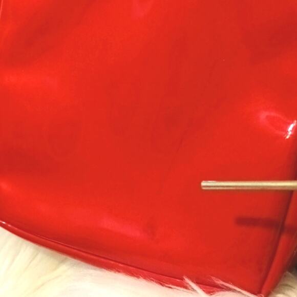 DIOR Crossbody RED w Chic Black Gunmetal Shoulder Chain converted CD Cosm. bag - Picture 14 of 16